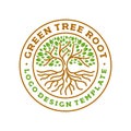 Tree roots circle logo badge modern Vector illustration