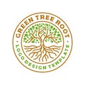 Tree roots circle logo badge modern Vector illustration Royalty Free Stock Photo