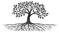 Tree with roots illustration, nature\'s growth and interconnected ecosystem concept vector design Generative AI