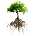 Tree with roots isolated. Royalty Free Stock Photo