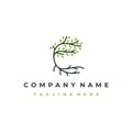 Tree and roots logo design vector isolated, abstract tree logo design Royalty Free Stock Photo