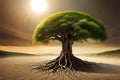 Tree with Roots Plant roots Soil Ai generated