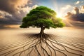 Tree with Roots Plant roots Soil Ai generated