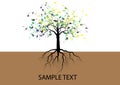 Tree with roots underground watercolor design,vector