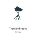 Tree and roots vector icon on white background. Flat vector tree and roots icon symbol sign from modern ecology collection for Royalty Free Stock Photo