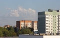 Tree russian nine floors houses in row