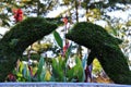 Tree Sculpture, Autumn, flower in Butchart Garden, Victoria, Vancouver Island, British Colombia, Canada Royalty Free Stock Photo