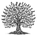 Tree with Security Cameras engraving raster Royalty Free Stock Photo