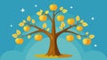 The tree of SelfControl bears abundant fruit its golden apples shining in the sunlight.. Vector illustration. Royalty Free Stock Photo