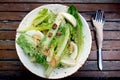 Top View Chinese cabbage in a white dish. Royalty Free Stock Photo