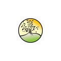 Tree shape circle logo illustration nature vector design with color Royalty Free Stock Photo