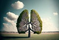 Tree in the shape of a set of lungs. Fresh clean air concept. Generative ai Royalty Free Stock Photo