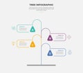 tree shape visualization infographic outline style with 4 point template with open rectangle box container with smooth round line Royalty Free Stock Photo