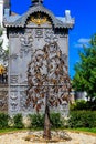 Tree shaped forged iron fountain in garden