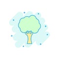 Tree sign icon in comic style. Branch forest vector cartoon illustration on white isolated background. Hardwood business concept