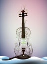 Tree silhouette like violine, spring melody, spring music idea, Royalty Free Stock Photo