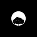 Tree silhouette sunset icon isolated on dark background Royalty Free Stock Photo