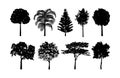 Tree silhouette Collections Set Royalty Free Stock Photo