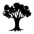 Tree silhouette vector illustration.Big tree silhouette. Royalty Free Stock Photo