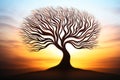 a tree is silhouetted against the sunset Royalty Free Stock Photo