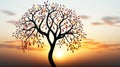 a tree is silhouetted against the sunset Royalty Free Stock Photo