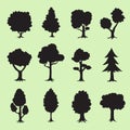 Tree silhouettes collection Royalty Free Stock Photo