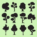 Tree silhouettes collection Royalty Free Stock Photo