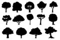 Tree silhouettes collection on white background Royalty Free Stock Photo