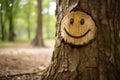 a tree with a smiley face carved in it Royalty Free Stock Photo