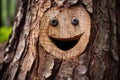 a tree with a smiley face carved in it Royalty Free Stock Photo