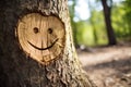 a tree with a smiley face carved in it Royalty Free Stock Photo