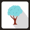 Tree in snow icon, flat style