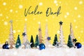 Tree, Snowflakes, Blue Star, Vielen Dank Means Thank You, Yellow Background