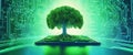 A tree with soil growing at the intersection of digital networks.created with the help of artificial intelligence. Royalty Free Stock Photo