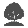 Tree solid icon, nature concept, Young tree growing in the ground sign on white background, Oak silhouette icon in glyph