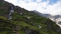 Valley with waterfall at Grossglockner high alpine road in Austriahe Tauern, Austria. Royalty Free Stock Photo