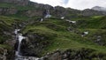 Valley with waterfall at Grossglockner high alpine road in Austriahe Tauern, Austria. Royalty Free Stock Photo