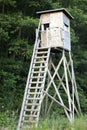 Tree stand, deer stand for hunters in forest