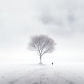 Ethereal Illustration Of A Lone Tree In Snow - Uhd Image