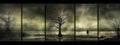 a tree in a storm, apathy and hopelessness in the female soul, the dark side of human psychology, creative banner made
