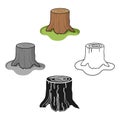 Tree stump icon in cartoon,black style isolated on white background. Sawmill and timber symbol stock vector illustration Royalty Free Stock Photo