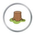 Tree stump icon in cartoon style isolated on white background. Sawmill and timber symbol Royalty Free Stock Photo