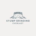 tree stump line art logo vector template illustration design. wood grinding icon logo Royalty Free Stock Photo