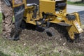 Tree Stump Grinding, Removal, Grinder Royalty Free Stock Photo