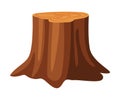 Tree Stump with Roots in the Ground as Felled or Cut Trunk Vector Illustration