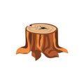 Detailed cartoon tree stump with roots