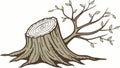 Tree Stump with Roots Vector Art, vector design Generative AI Royalty Free Stock Photo