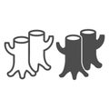 Tree stumps with branches line and solid icon, forest industry concept. Vector graphics. Stumps pair, firewood sign on Royalty Free Stock Photo