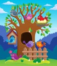 Tree with stylized birds theme image 2 Royalty Free Stock Photo