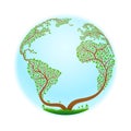 A tree stylized in the form of planet Earth. Vector illustration